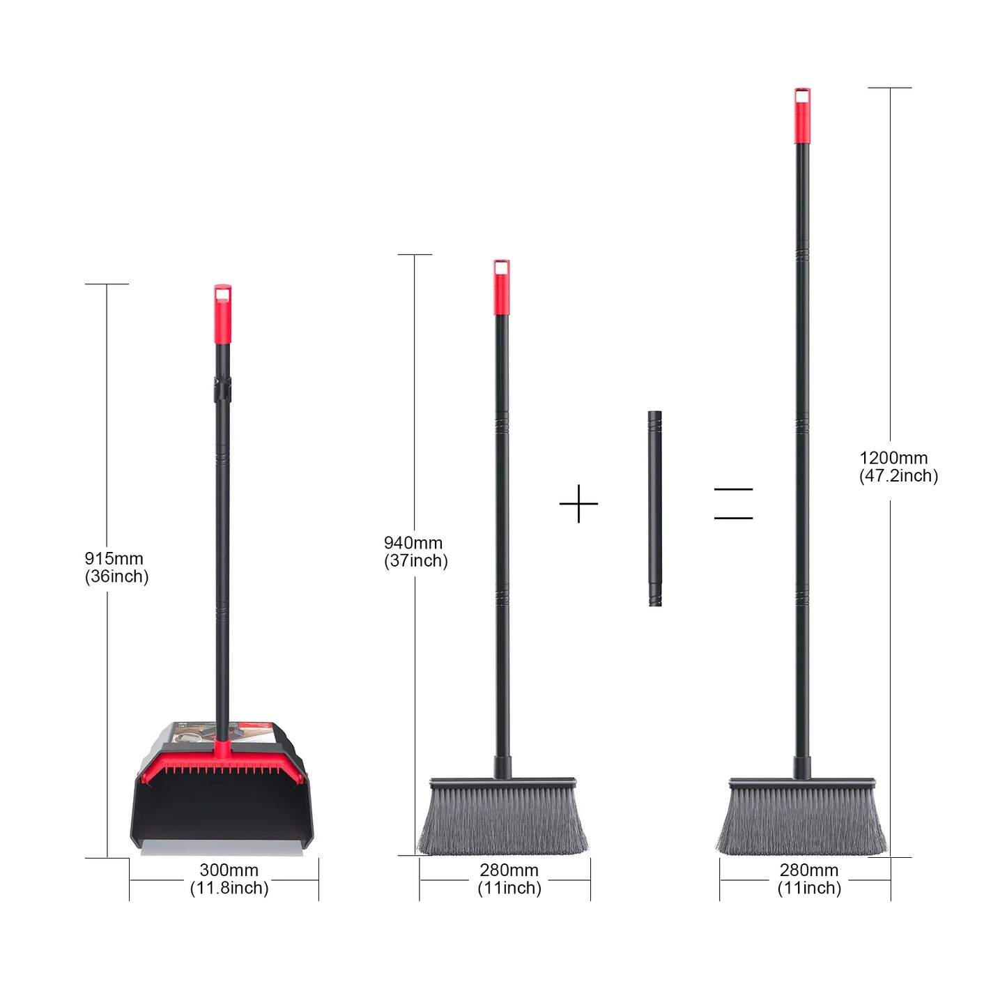 Household Broom and Dustpan Set with Long Handle – Durable 2-in-1 Sweeping Cleaning Tool for Home Floor Cleaning Supplies