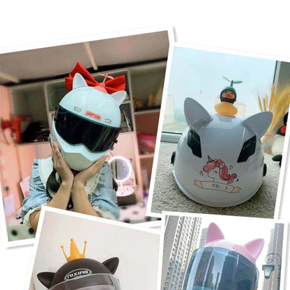 Universal Cat Ears Helmet Decoration Cute Motorcycle Electric Car Stickers Accessories