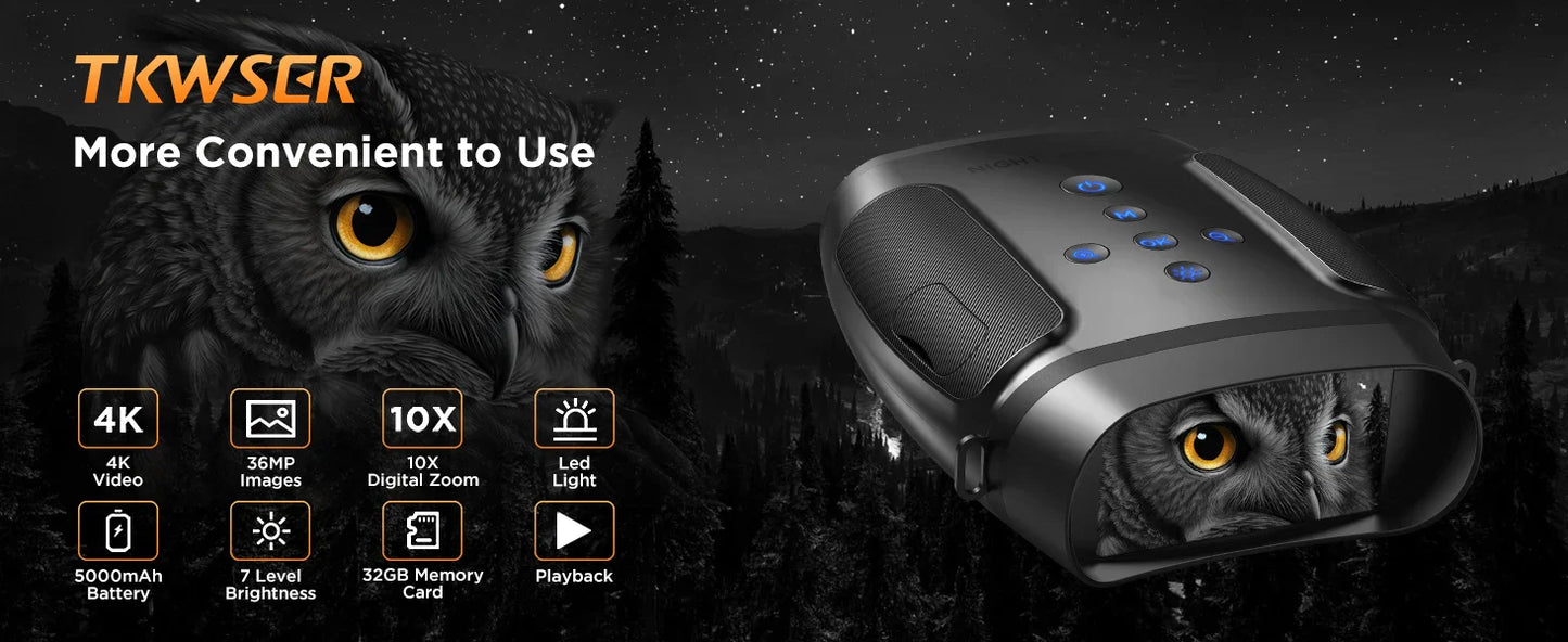 10X Digital Night Vision Binoculars | 9-Level Infrared, 600M Visibility in Darkness with 5000mAh Rechargeable Battery