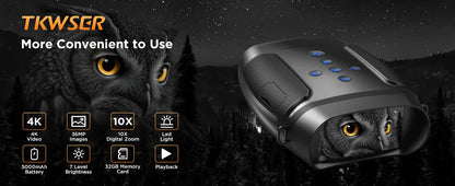 10X Digital Night Vision Binoculars | 9-Level Infrared, 600M Visibility in Darkness with 5000mAh Rechargeable Battery