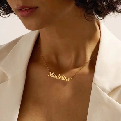 Customized Name Letter Necklace – Personalized Stainless Steel Pendant, Simple Clavicle Chain for Women, Valentine's Day Gift