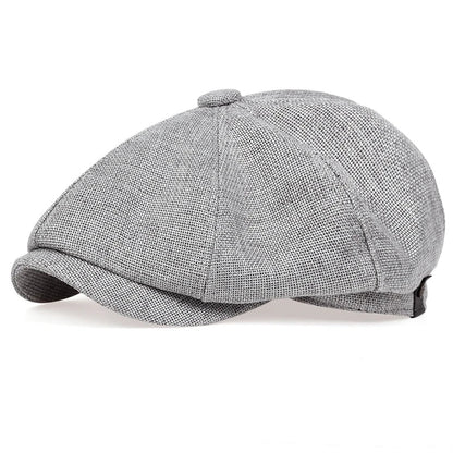 Men's Retro Newsboy Cap - Octagonal Flat Hat with Herringbone Design, British Painter Style Beret for Autumn and Winter