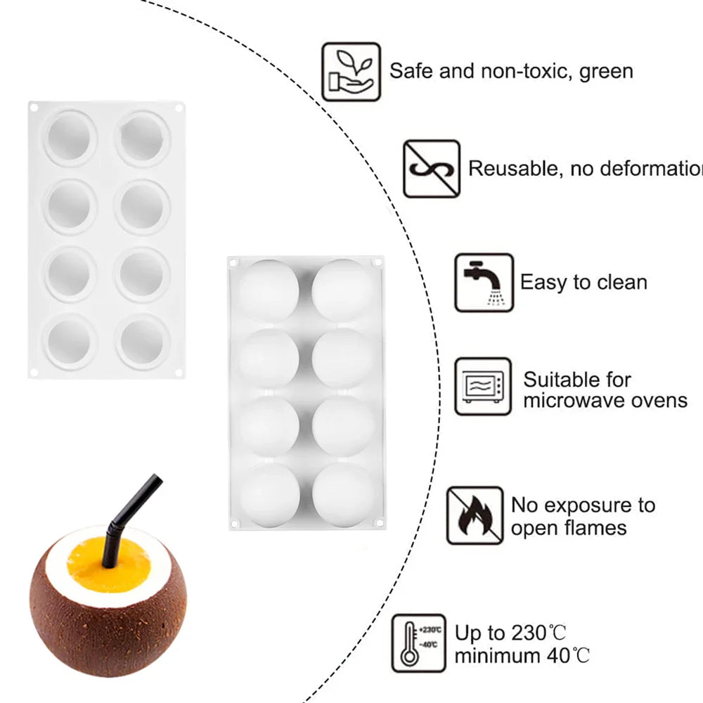 3D Fruit Silicone Mold for Pastry Desserts - Apple, Pear, Peach, Lemon, Cherry, Strawberry Baking Cake Mold