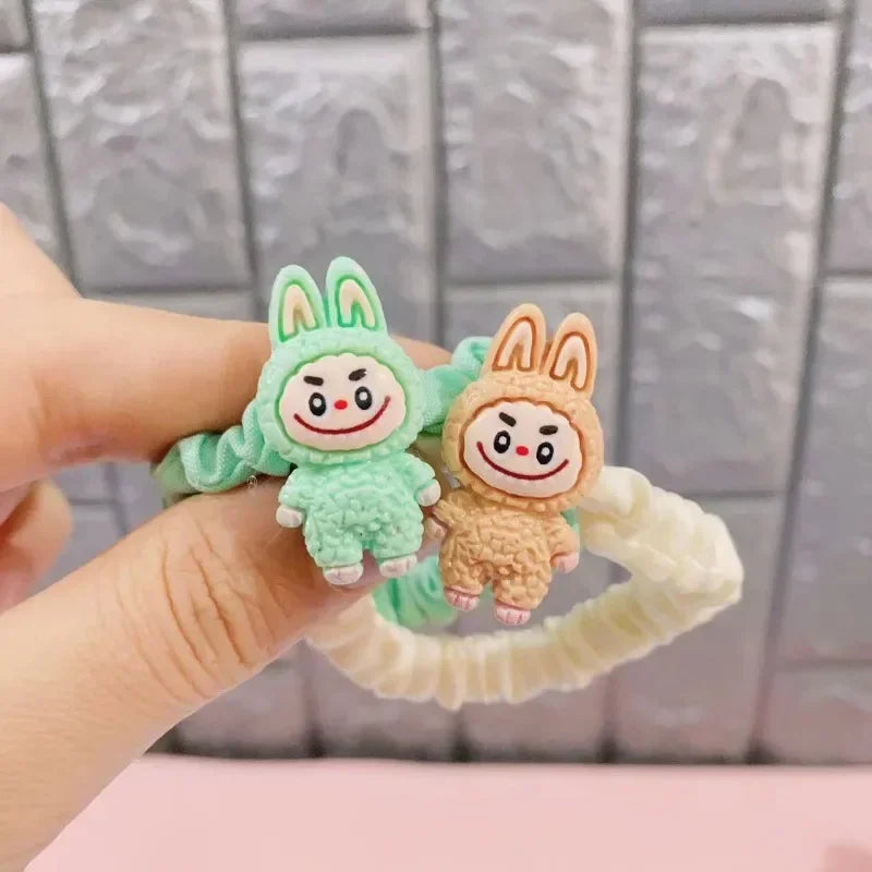 5PCS Labubu Hair Ties – Cute Cartoon Elastic Scrunchies for Women & Girls, Ponytail Holders Hair Accessories Gift Set