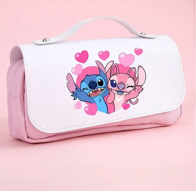 Anime Stitch Fully Printed Flap Pencil Case – Cartoon Stationery Bag for Primary & Secondary Students
