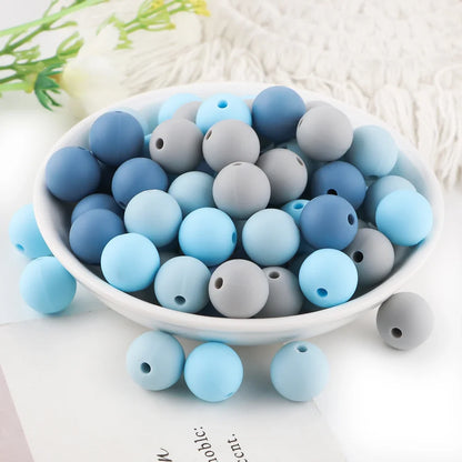50Pcs Silicone Spacer Beads - 9/12/15mm Round Loose Beads for DIY Necklace Bracelet Jewelry Making