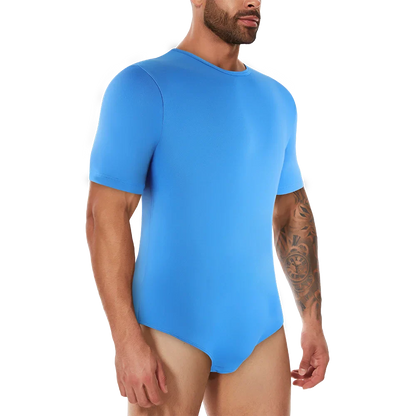 Men’s Short Sleeve Full-Body Shaper Bodysuit – Tummy Control Romper Pajamas, Waist Trainer Slimming Shapewear Undershirt