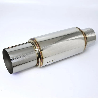 Universal Stainless Steel Straight Drum Muffler Tailpipe - 2, 2.5 & 3 Inch Inlet, 3.5 Inch Outlet Car Exhaust