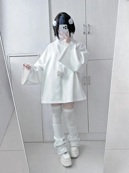 Spring Casual Hoodie – Women’s Loose Y2K Aesthetic Oversized Embroidered Harajuku Zipper Grunge Sweatshirt