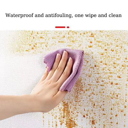 Linen 3D Foam Self-Adhesive PVC Wallpaper - Solid Color, Thickened Waterproof Wall Stickers for Home Renovation & Decor