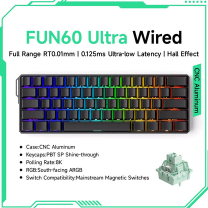 Akko MonsGeek FUN60 60% Mechanical Gaming Keyboard – Magnetic Switch, 8K Rapid Trigger, ARGB HE/TMR Custom Keyboard