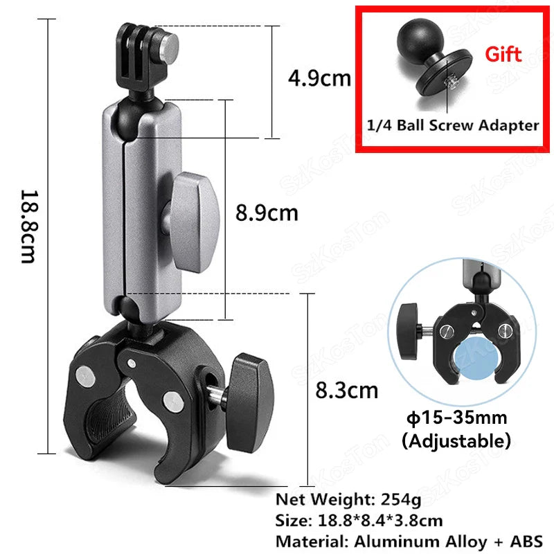 Selfie Stick Monopod Handlebar Mount – Compatible with Insta360 X4/X3/X2, GoPro 8-13 & DJI for Bicycle & Motorcycle