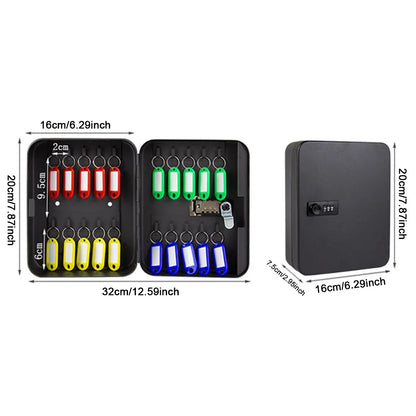 Combination Key Cabinet – Wall-Mounted 20 Key Organizer with Key/Code Lock for Secure Key Storage