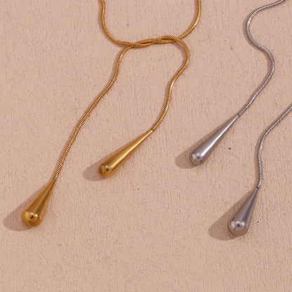 Two Water Drop Snake Chain Necklace – Tarnish-Free Silver & 18K Gold Plated Stainless Steel Jewelry for Women