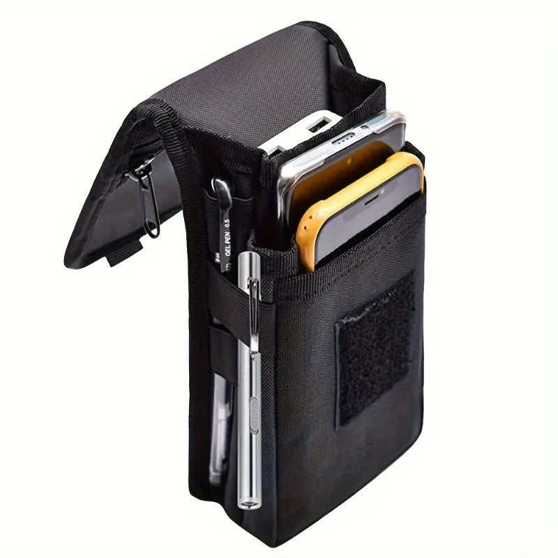 6.3-Inch Multi-Functional Mobile Phone Bag – Oxford Fabric Belt Pouch for Men’s Outdoor Use, Compatible with iPhone 15 & 16