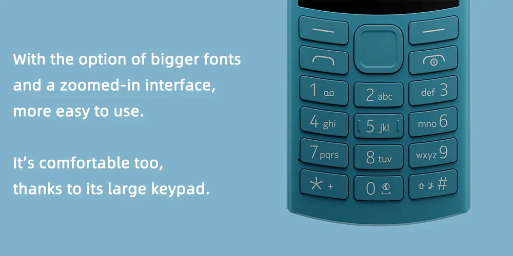 Nokia 105 4G 2023 Feature Phone – Dual SIM, 1450mAh Battery, FM Radio, Call Recording, Bluetooth 5.0, Hebrew Keyboard
