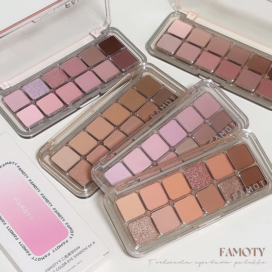 12-Color Matte Eyeshadow Palette – Low Saturation Tea & Apricot Shades, Long-Lasting Daily Eye Makeup