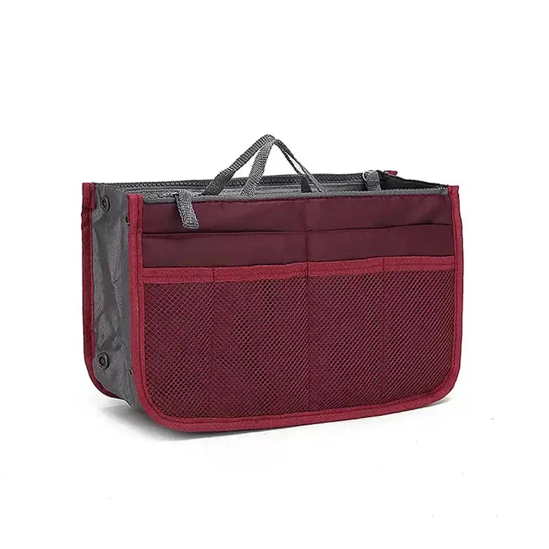 Women’s Nylon Makeup Organizer Insert Bag – Large Capacity Travel Cosmetic Handbag Liner & Tote Purse Organizer for Ladies
