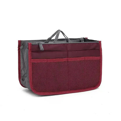 Women’s Nylon Makeup Organizer Insert Bag – Large Capacity Travel Cosmetic Handbag Liner & Tote Purse Organizer for Ladies