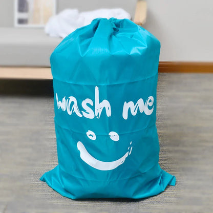 Nylon Foldable Laundry Bag - Travel-Friendly, Machine-Washable Clothes Organizer with Drawstring, Bathroom Storage Accessory