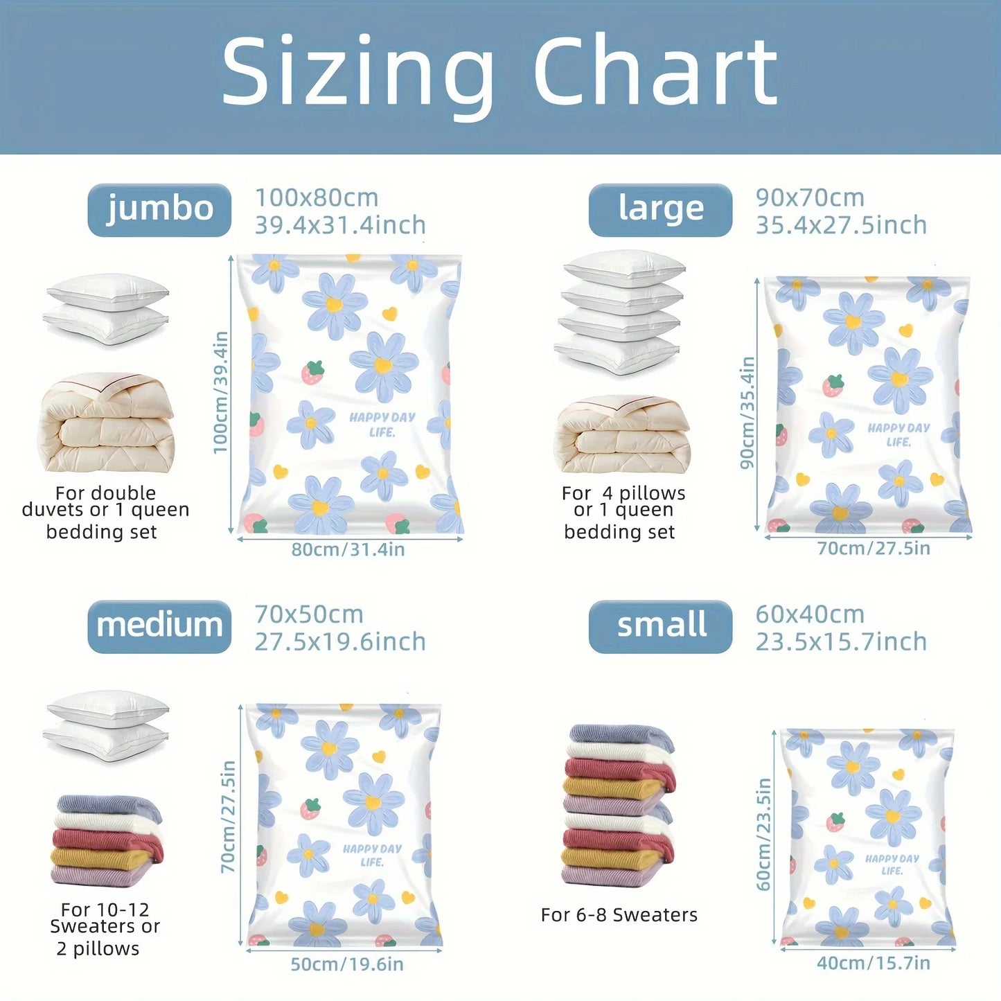 4/6pcs Vacuum Compression Storage Bags – Sealed Organizer for Clothes, Blankets & Travel Wardrobe Essentials