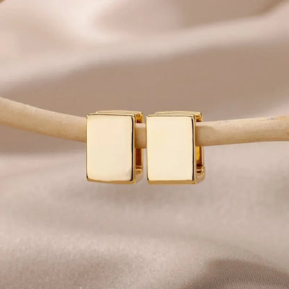 2024 Gold Square Hoop Earrings – Stainless Steel Geometric Jewelry for Women