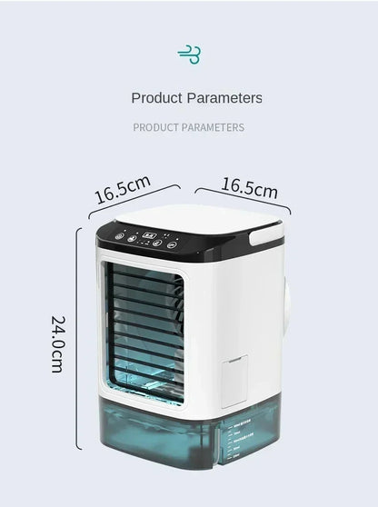 Portable Desktop Air Conditioner Fan – Dual Spray Ultrasonic Humidifier, 3-Speed Silent Air Cooler with Night Light for Home