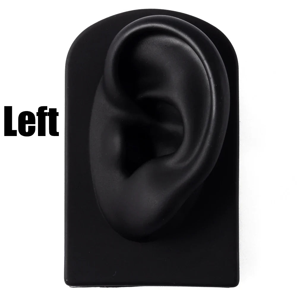 Soft Silicone Ear Nose Mouth Practice Model – Tattoo & Piercing Jewelry Display Stand with Acrylic Earring Holder Kit for Training & Showcase