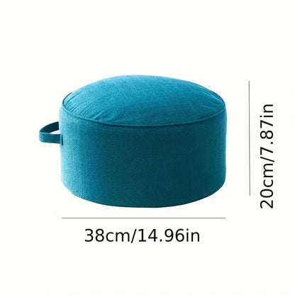 Round Tatami Floor Cushion – Thick Pouf Ottoman with Detachable Washable Cover & Side Handle