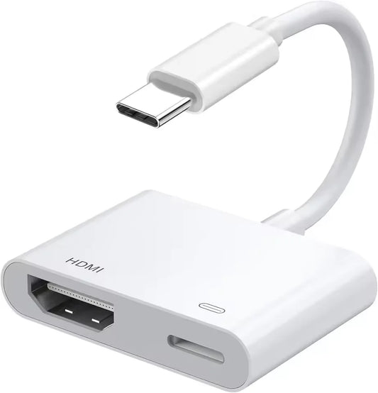 USB-C Type-C to HDMI 4K Video Adapter – 60Hz/30Hz Digital AV Converter with Charging & Data Port for iPhone, TV, Projector & Monitor Display