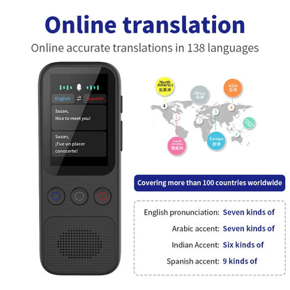 Portable Offline Voice & Photo Language Translator Device – 138 Languages WiFi Translation for Travel & Business Communication