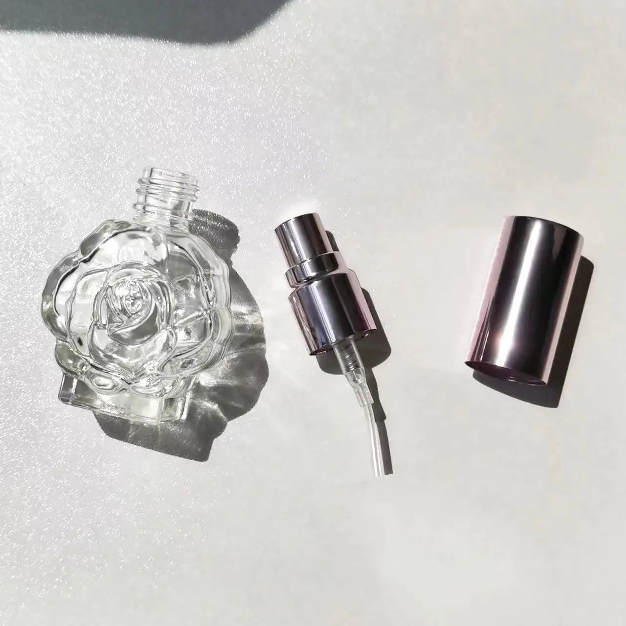 10ml Rose-Shaped Glass Perfume Bottle – Mini Refillable Spray Atomizer for Travel & Cosmetic Mist