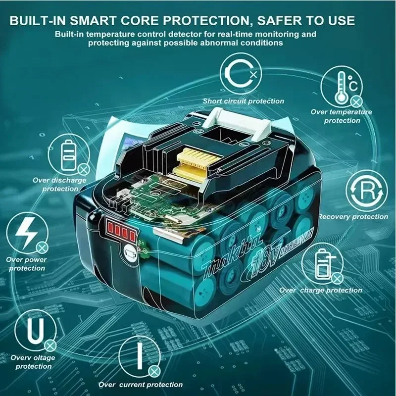 Genuine Makita 6AH BL1860 18V Li-Ion Battery — Replacement for BL1850 & BL1840, Compatible with 18V Screwdrivers, BMS TPCELL