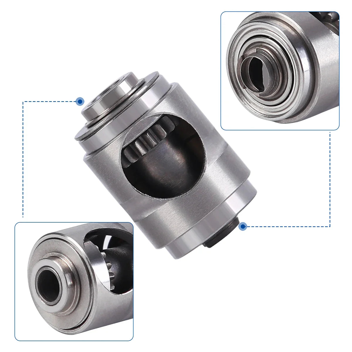 AZDENT Dental Low Speed Handpiece 1:1 Contra Angle – Push Button for ø2.35mm CA Burs, 2/4 Holes, Air Motor