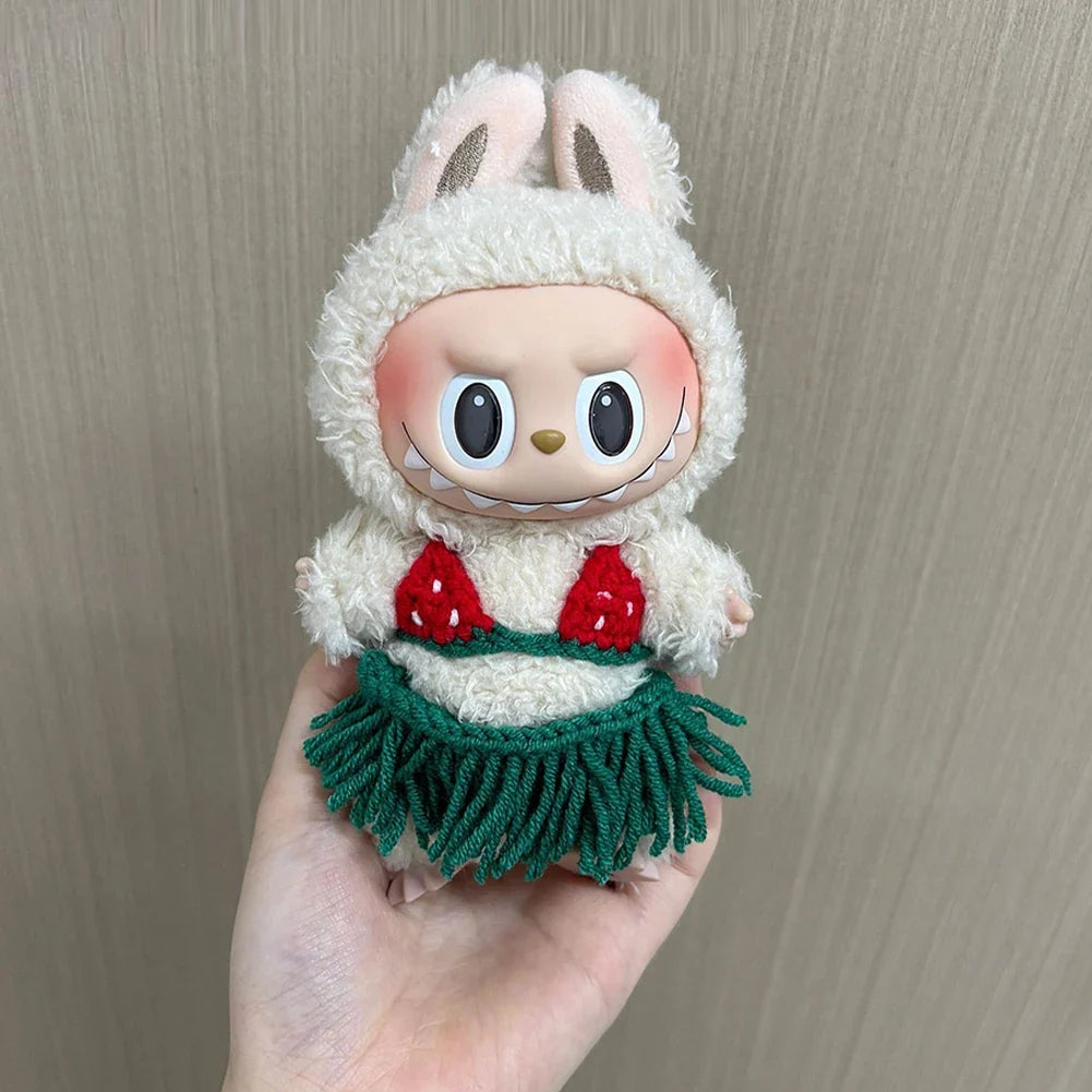 Mini Doll Swimsuit Outfit - Solid Color Clothing Accessories for 15-17cm Labubu and 10cm Cotton Dolls