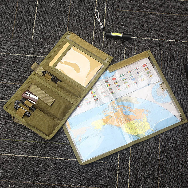 Tactical Map Storage Bag – Foldable Sundries Pouch, EDC Utility Tool Pocket with Hook & Loop, Outdoor Hiking, Camping, Hunting Accessories