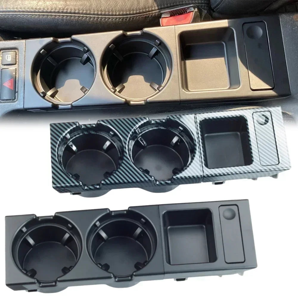 Double Hole Front Center Console Storage Box – Coin & Cup Holder for BMW E46 1999-2006 (51168217953)