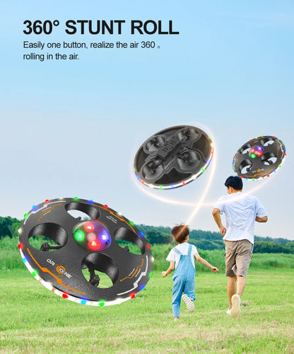 RC UFO Drone for Kids – 4-Axis Flying Saucer with Lights, 3 Batteries, Induction Control & Anti-Fall Foam Design