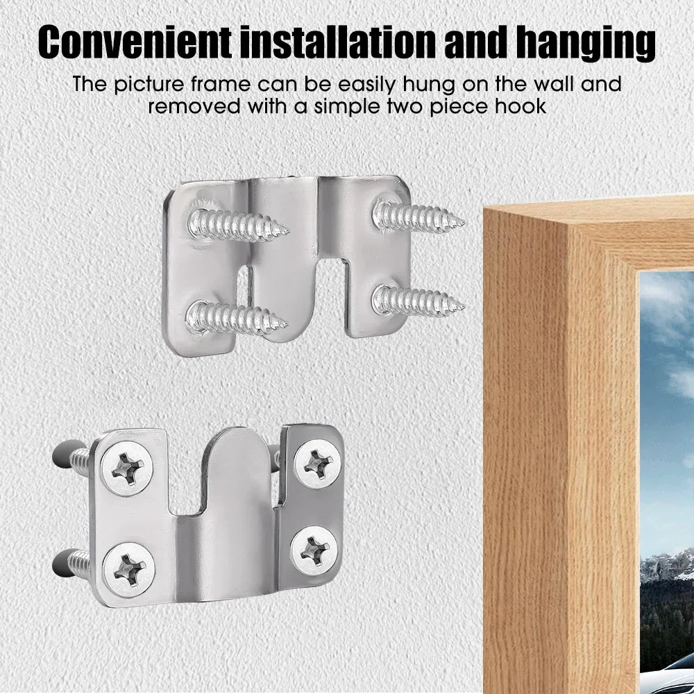 1-10 Set Stainless Steel Picture Frame Hooks | Wall Hanger Flush Mount Hanging Bracket Connector for Furniture