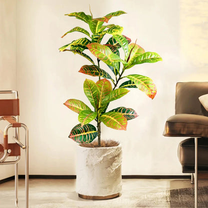 32–120cm Artificial Banyan Tree Branch – Tropical Fake Plant with Red Leaves for Home, Garden & Indoor Decorative Display