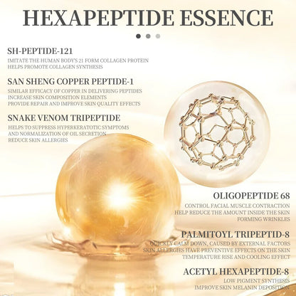 6 Peptide Essence Facial Skin Care Set — Collagen Anti-Aging, Brightening, Moisturizing & Nourishing Treatment