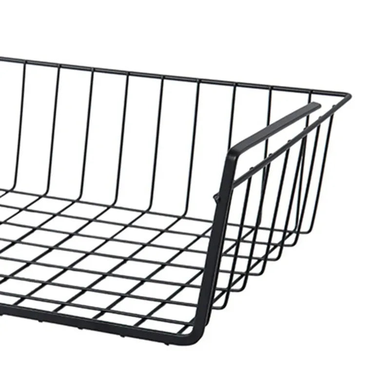 Multipurpose Hanging Closet Storage Basket — Metal Organizer for Kitchen Cabinets, Desks, and Home Use