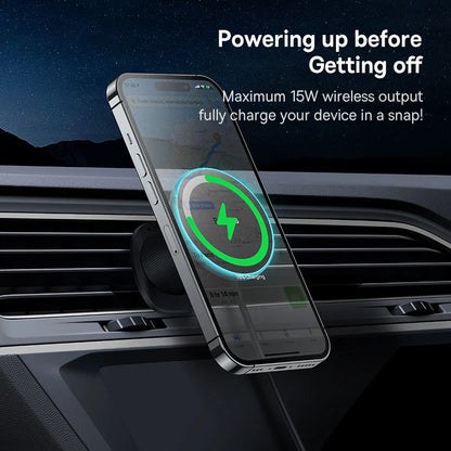 Baseus 15W Magnetic Wireless Car Charger – Fast Charging Phone Holder with Light Effect for iPhone 15/14/13 Pro Max
