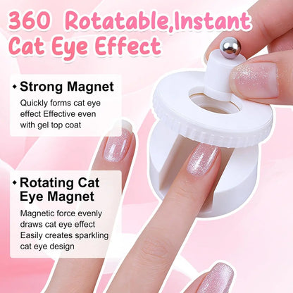 Cat Eye Nail Magnet - Rotating Wide Light Glass Bead Magnetic Tool for Gel Polish Nail Art