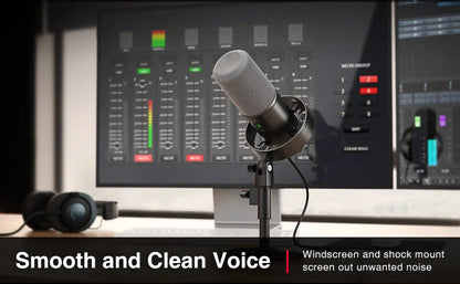 FIFINE K688W Dynamic USB/XLR Microphone — Recording Mic for PC with Gain Knob, Touch Mute, Headphone Jack, Streaming & Sound Card Use