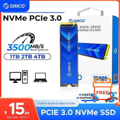 ORICO M.2 NVMe 1TB SSD – PCIe 3.0 3500MB/s Gen3x4 Internal Solid State Drive for Laptop & Desktop (3D NAND TLC/QLC)
