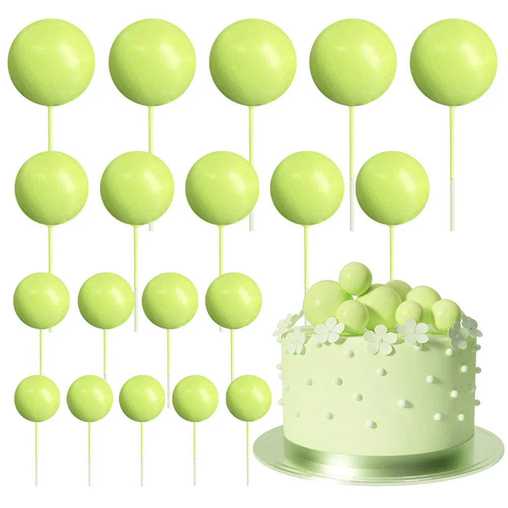20Pcs Colorful Cake Topper Balls – Gold, Silver & Pastel DIY Cake Decorations for Birthday, Wedding & Party Supplies