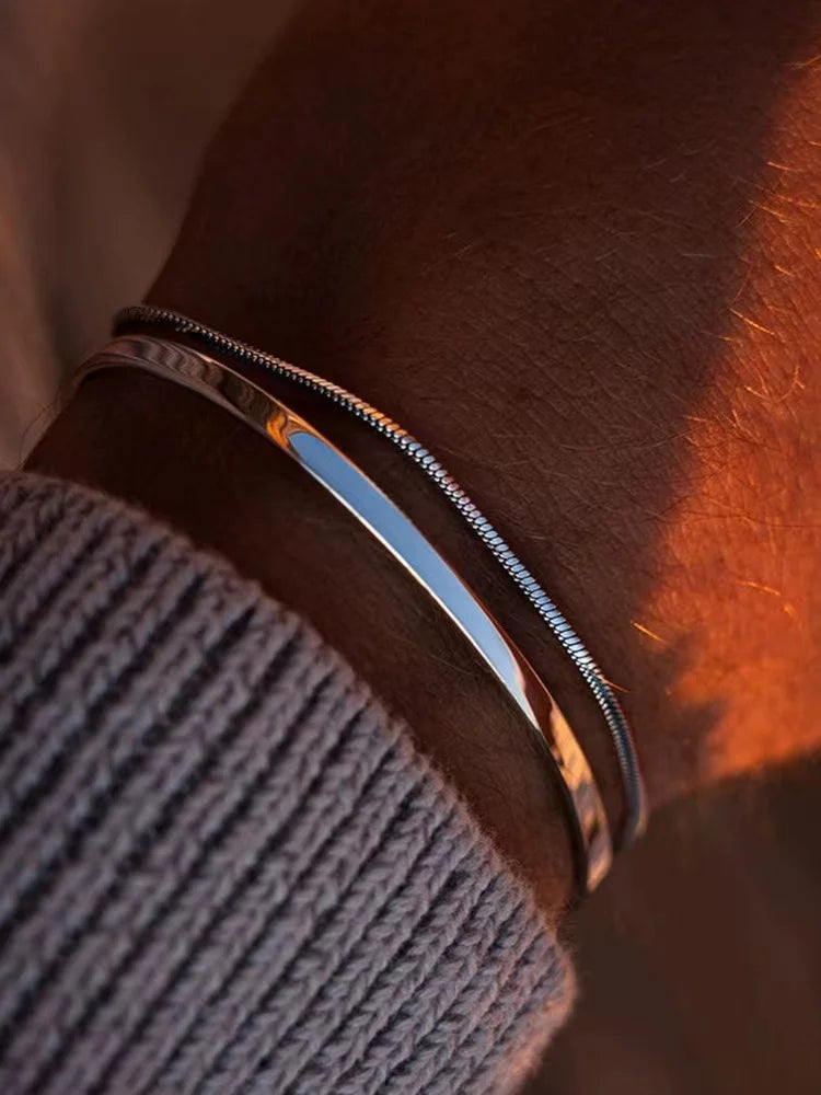 Stainless Steel Silver Snake Bone Chain Bracelet for Men & Women – Non-Fading Hip Hop Open Fashion Wrist Jewelry