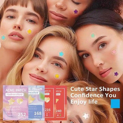 Colorful Star Pimple Patches – Invisible Acne Spot Stickers for Skin Care, Concealer & Makeup Tools