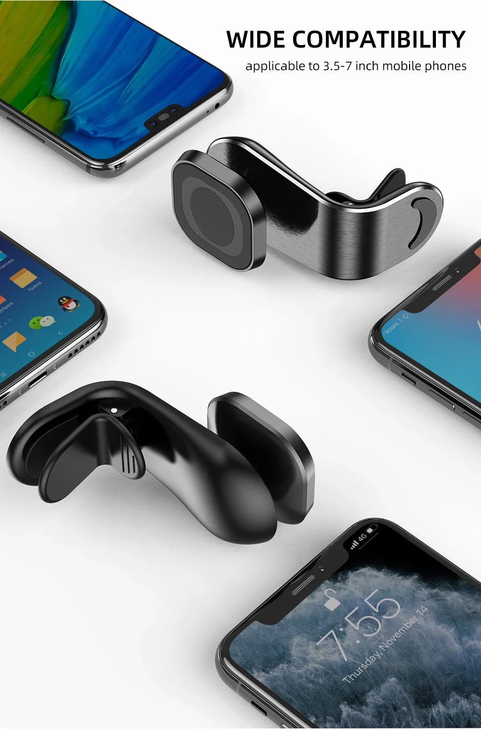 Magnetic Car Phone Holder - Air Vent Clip Mount with 360° Rotation for Xiaomi, iPhone 14, Samsung, & Other Cell Phones